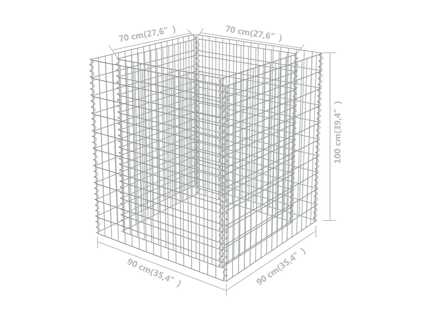 Jardinière à gabion Acier galvanisé 90x90x100