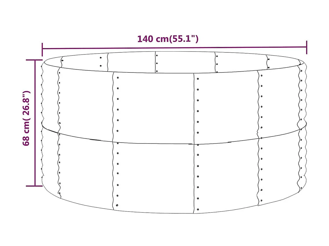 Jardinière Vert 140x140x68 Acier enduit de poudre