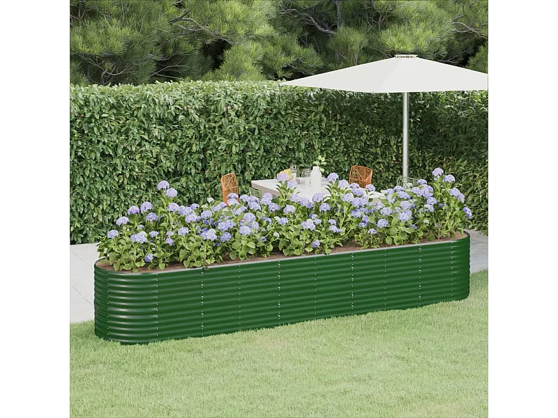 Jardinière de jardin Acier enduit de poudre 368x80x68 Vert