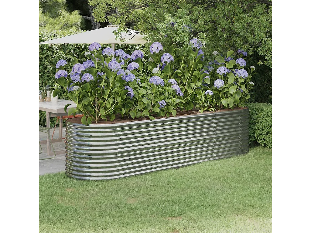 Jardinière Acier enduit de poudre 296x80x68 Argenté