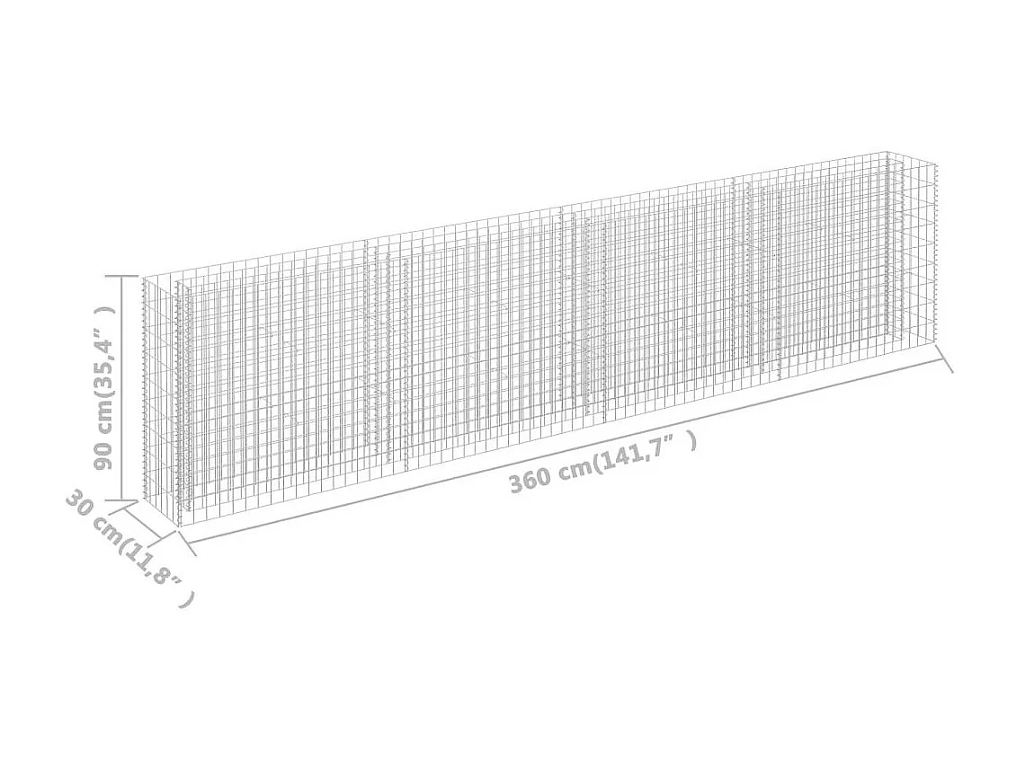 Jardinière à gabion Acier galvanisé 360x30x90