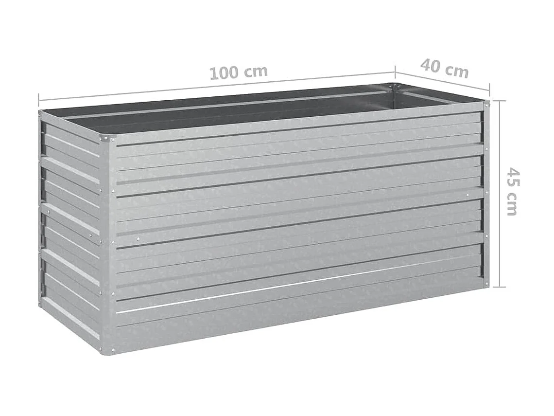 Jardinière 100x40x45 Acier galvanisé Argenté