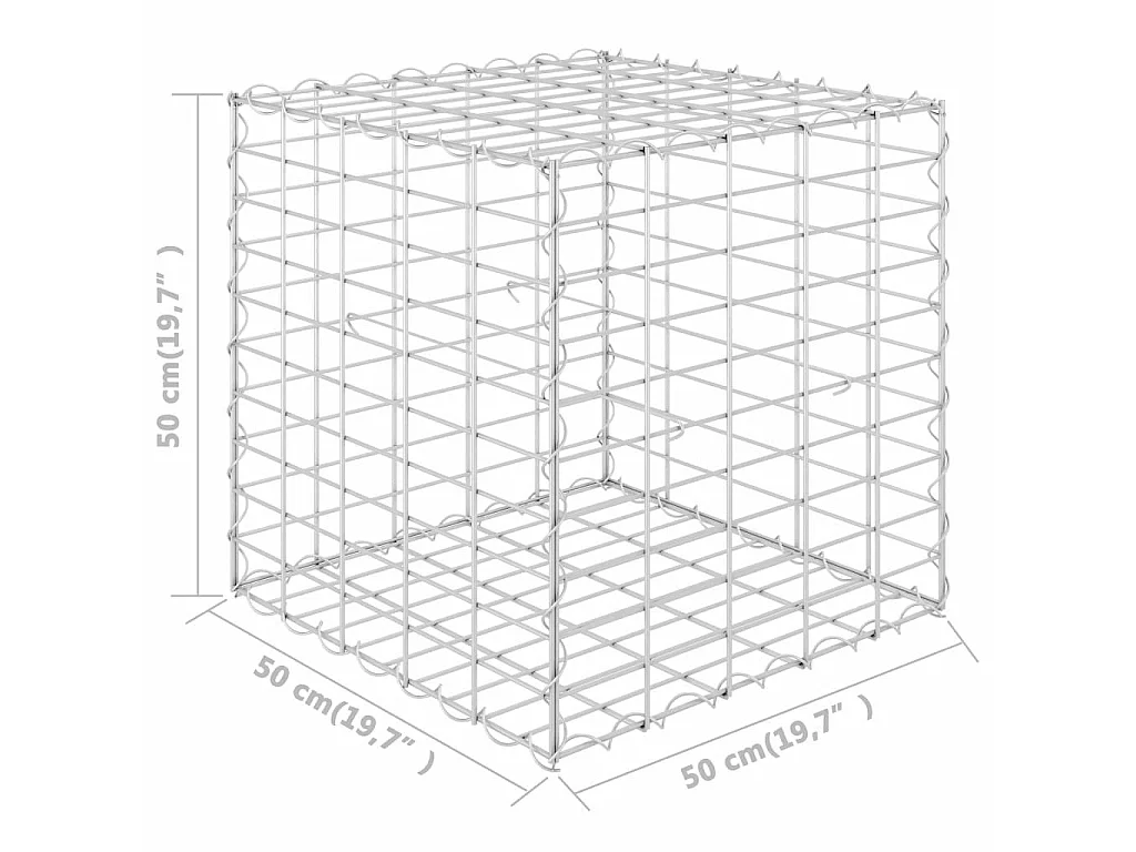 Jardinière cube à gabion Fil d'acier 50x50x50