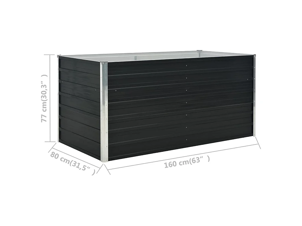 Jardinière surélevée Anthracite 160x80x77 Acier galvanisé