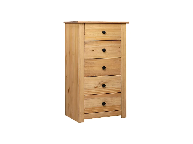 Chiffonnier 5 tiroirs pin massif clair Iris