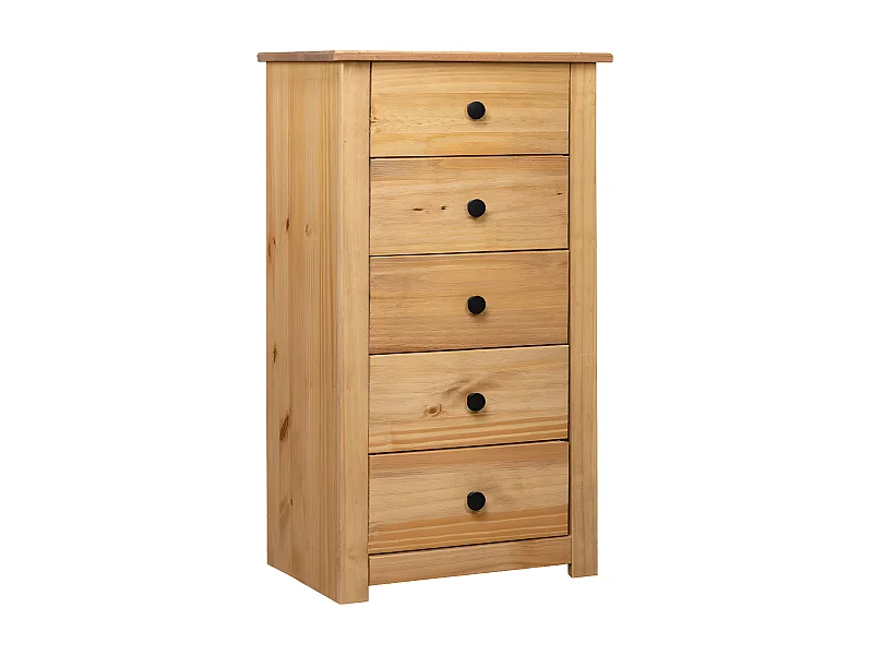 Chiffonnier 5 tiroirs pin massif clair Iris