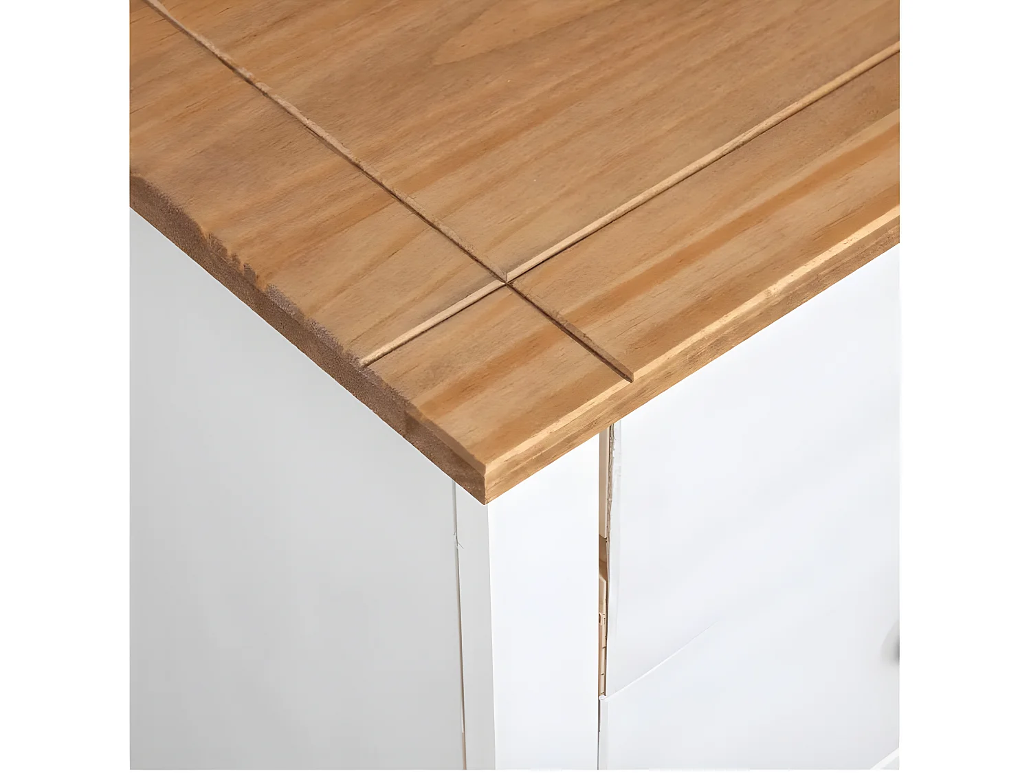 Chiffonnier 5 tiroirs pin massif blanc et clair Iris 46cm