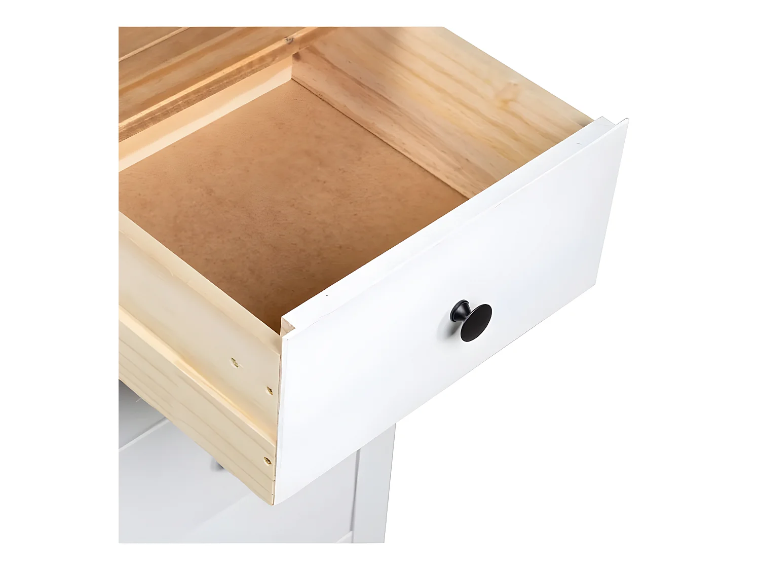 Chiffonnier 5 tiroirs pin massif blanc et clair Iris 46cm