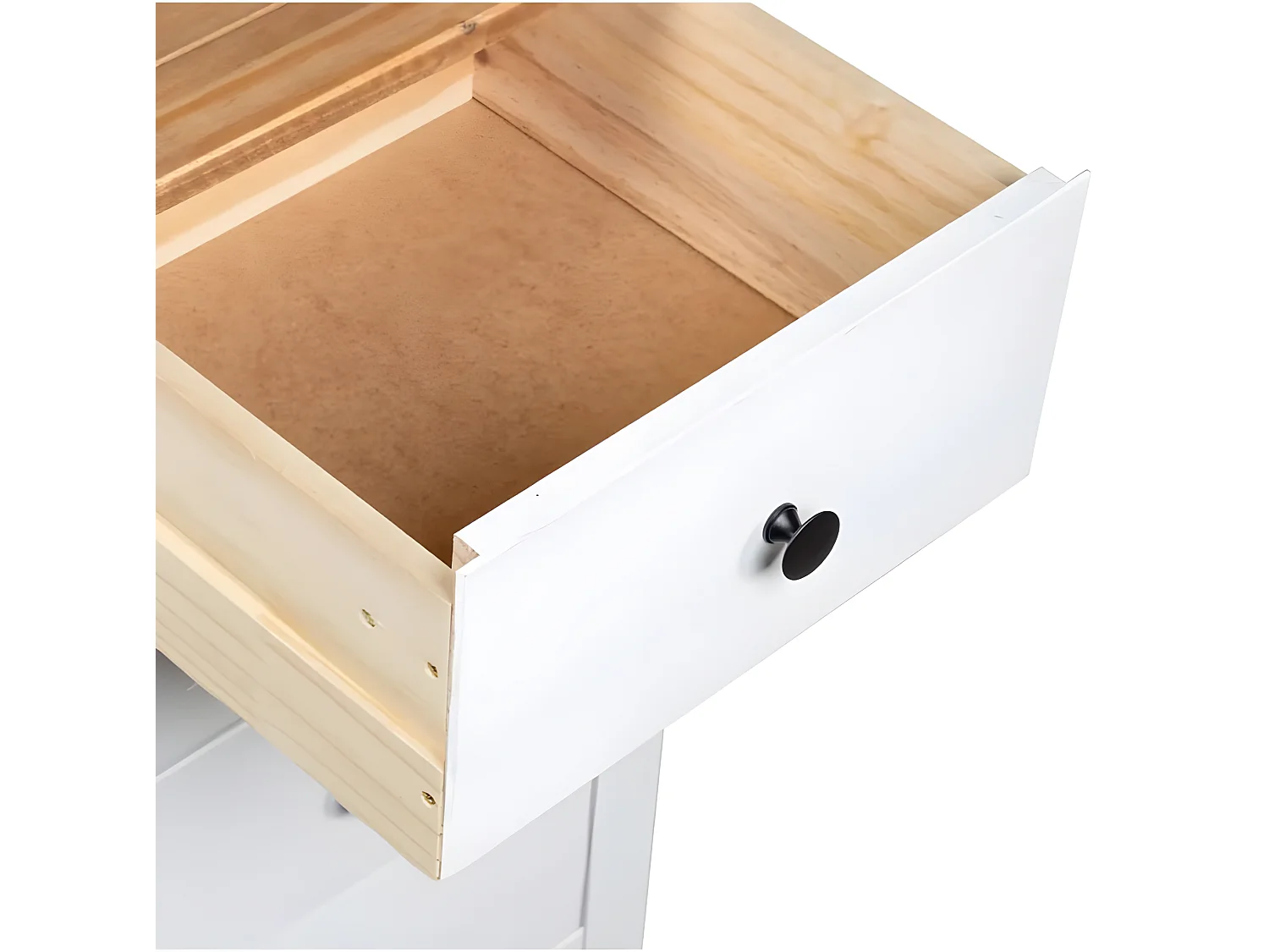 Chiffonnier 5 tiroirs pin massif blanc et clair Iris 46cm