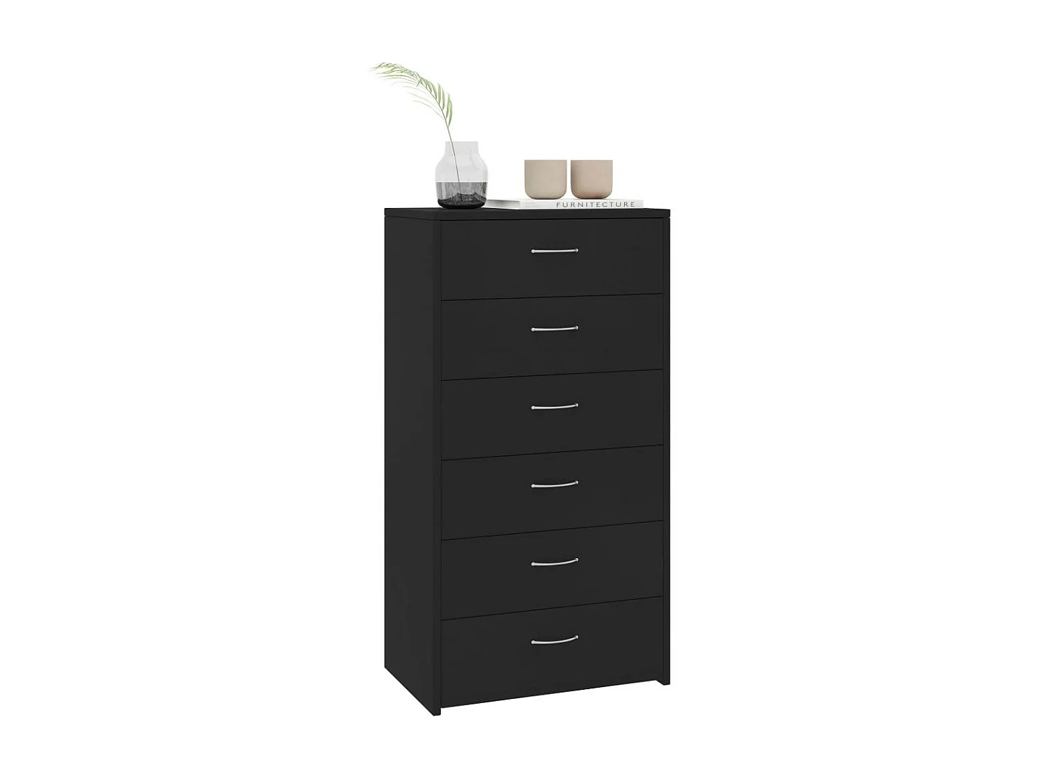 Chiffonnier 6 tiroirs Noir 50x34x96