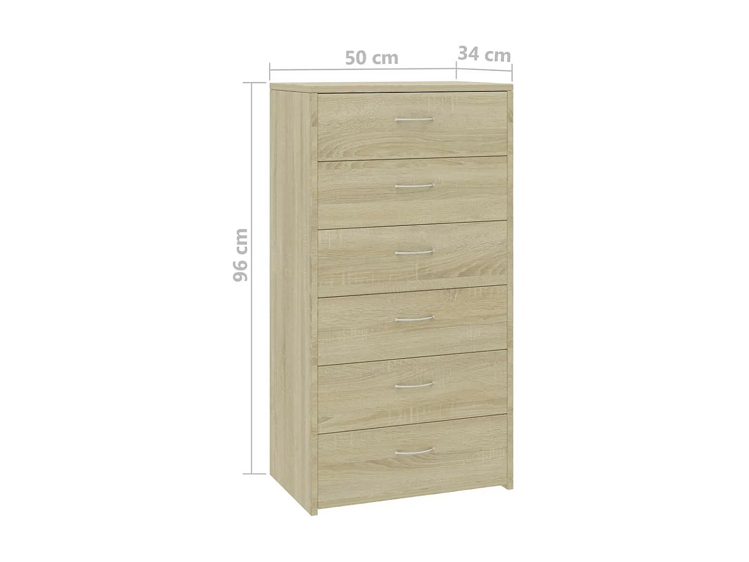 Chiffonnier 6 tiroirs Chêne sonoma 50x34x96