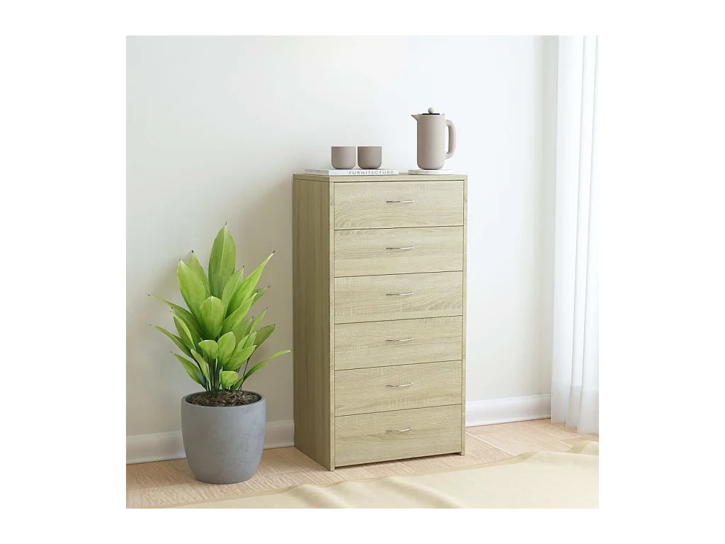 Chiffonnier 6 tiroirs Chêne sonoma 50x34x96
