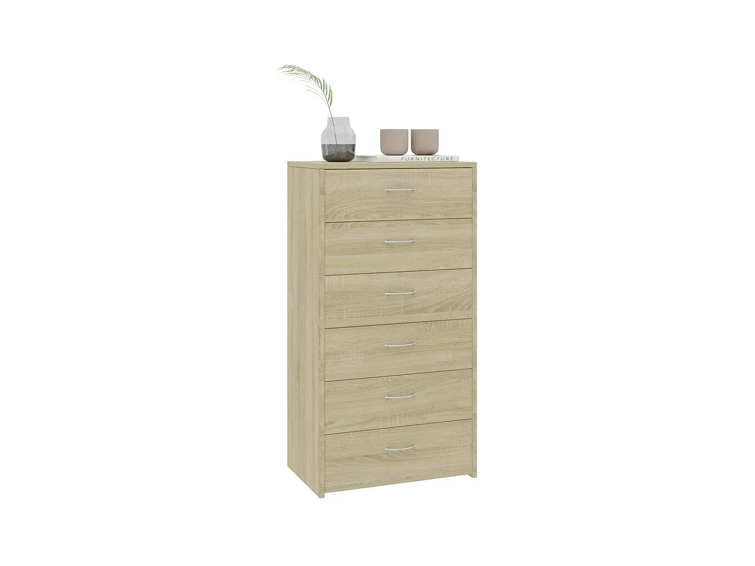 Chiffonnier 6 tiroirs Chêne sonoma 50x34x96