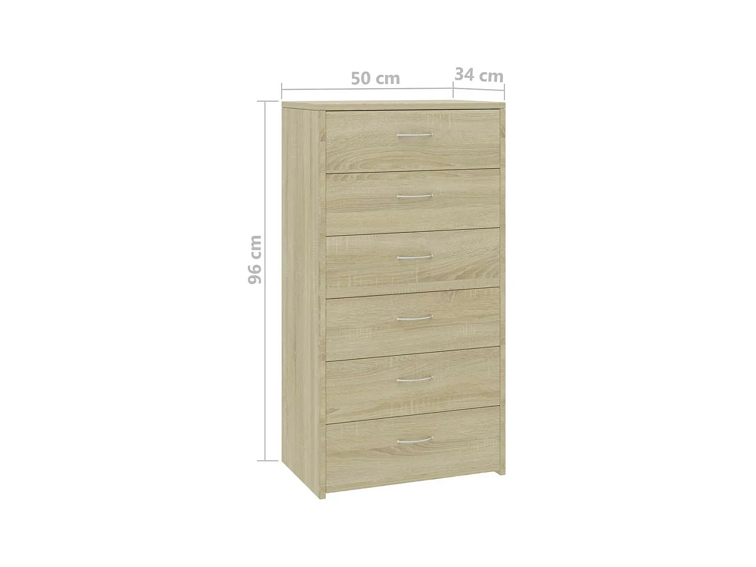 Chiffonnier 6 tiroirs Chêne sonoma 50x34x96