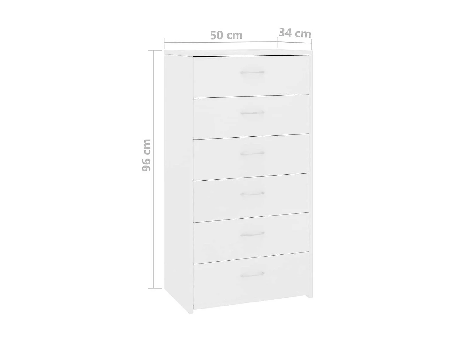 Chiffonnier 6 tiroirs Blanc 50x34x96