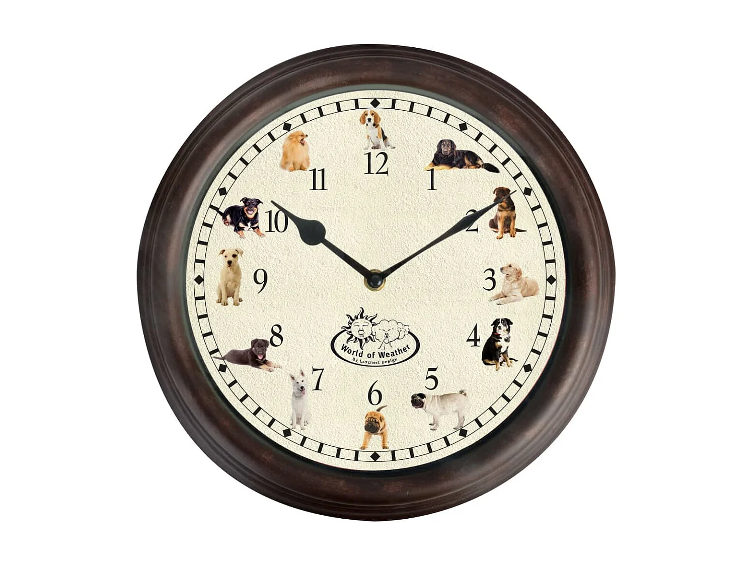 Esschert Design Horloge avec sons de chien