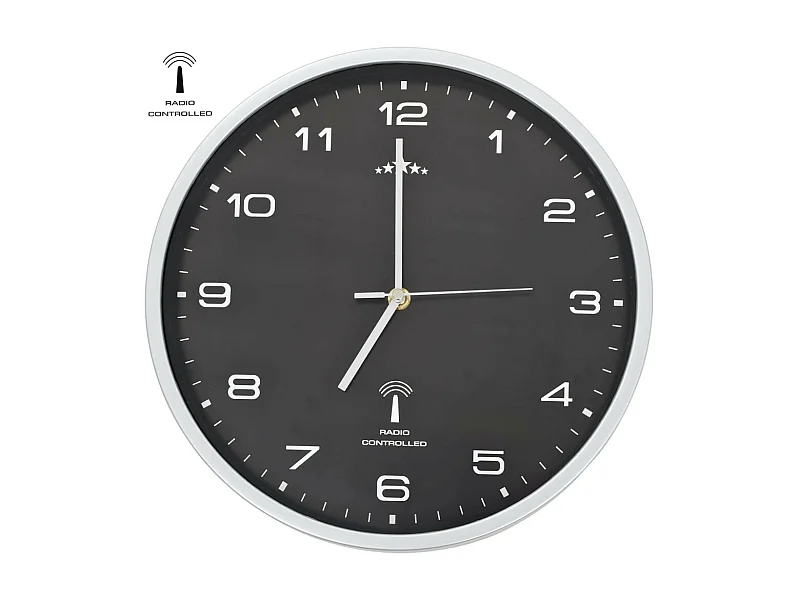 Horloge murale radioguidée avec mouvement à quartz 31cm Noir