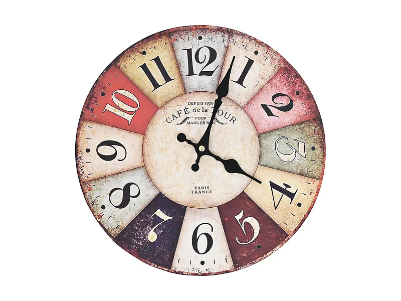 Horloge murale vintage Colorée 30cm