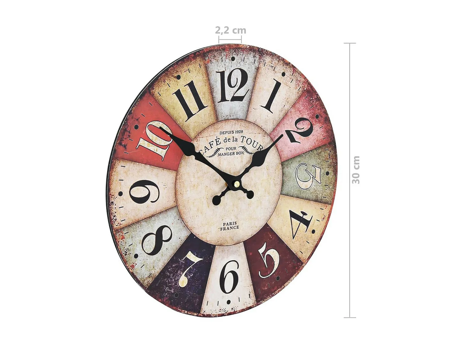 Horloge murale vintage Colorée 30cm