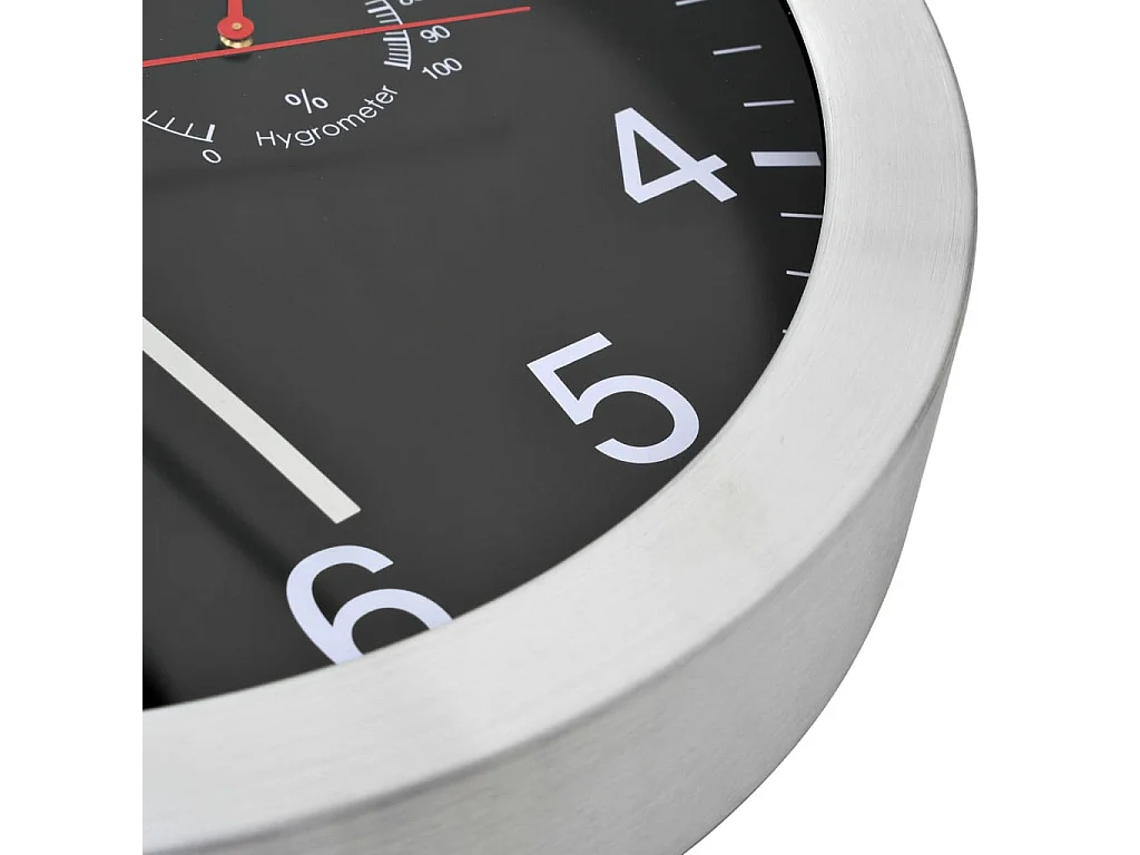 Horloge murale à quartz Hygromètre et thermomètre 30cm Noir
