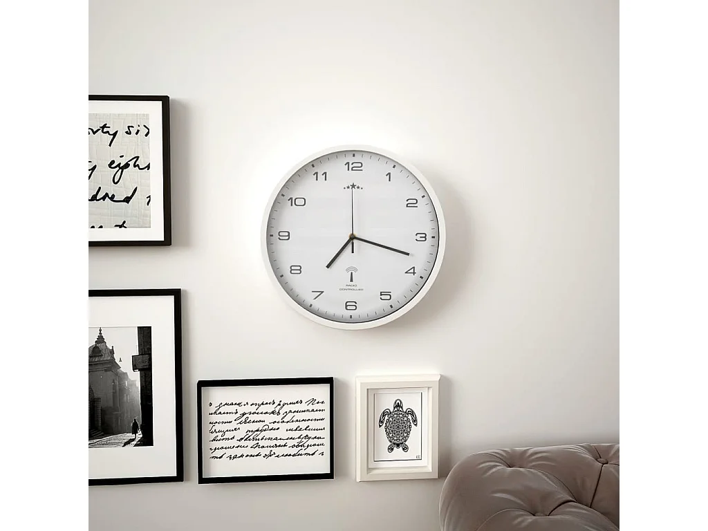 Horloge murale radioguidée avec mouvement à quartz 31cm Blanc