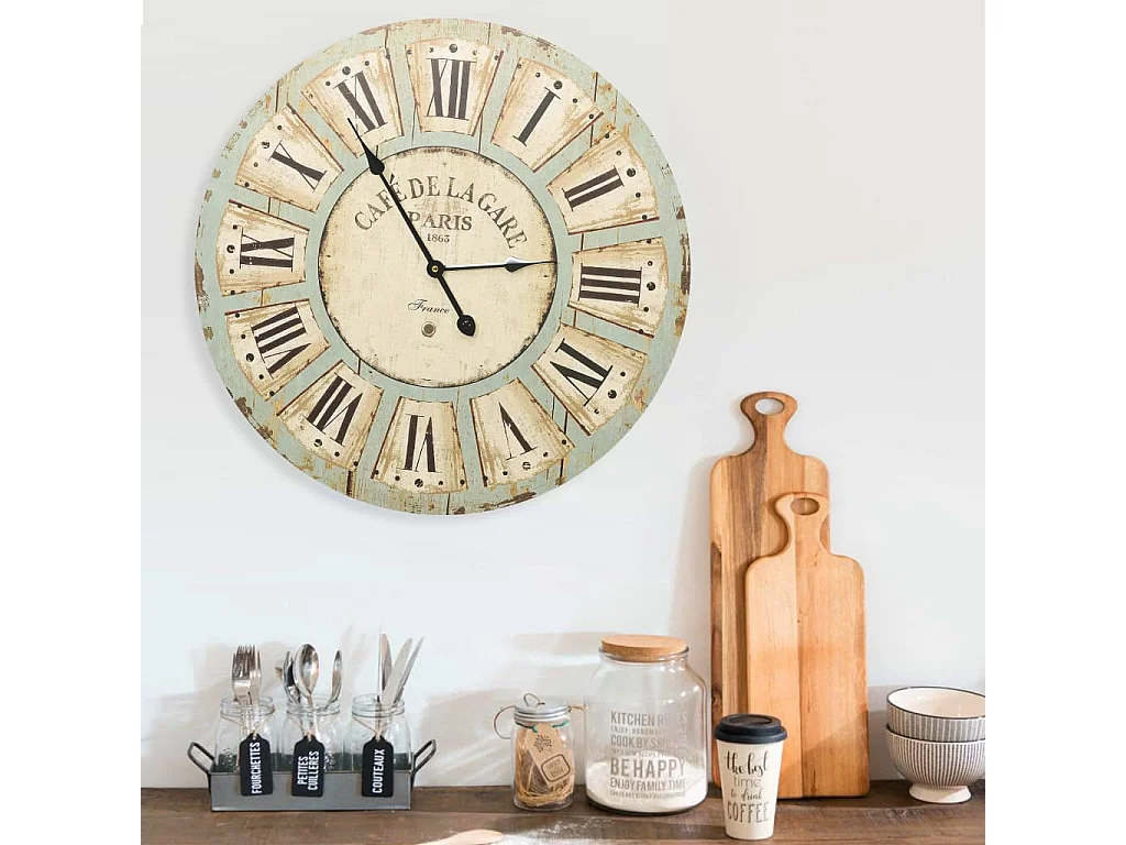Horloge murale Multicolore 60cm MDF