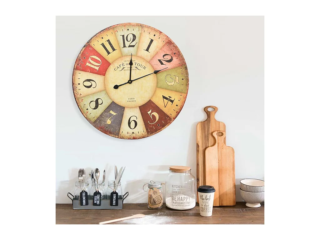 Horloge murale vintage Colorée 60cm