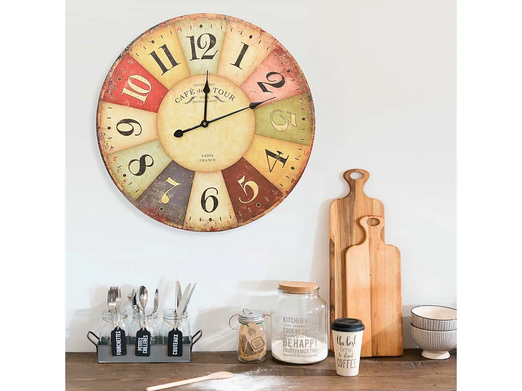Horloge murale vintage Colorée 60cm