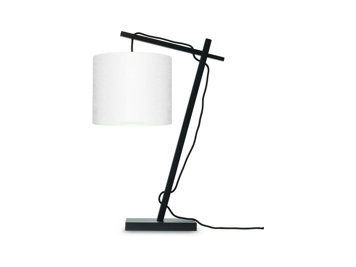 Lampe de table en bambou noir avec abat-jour blanc