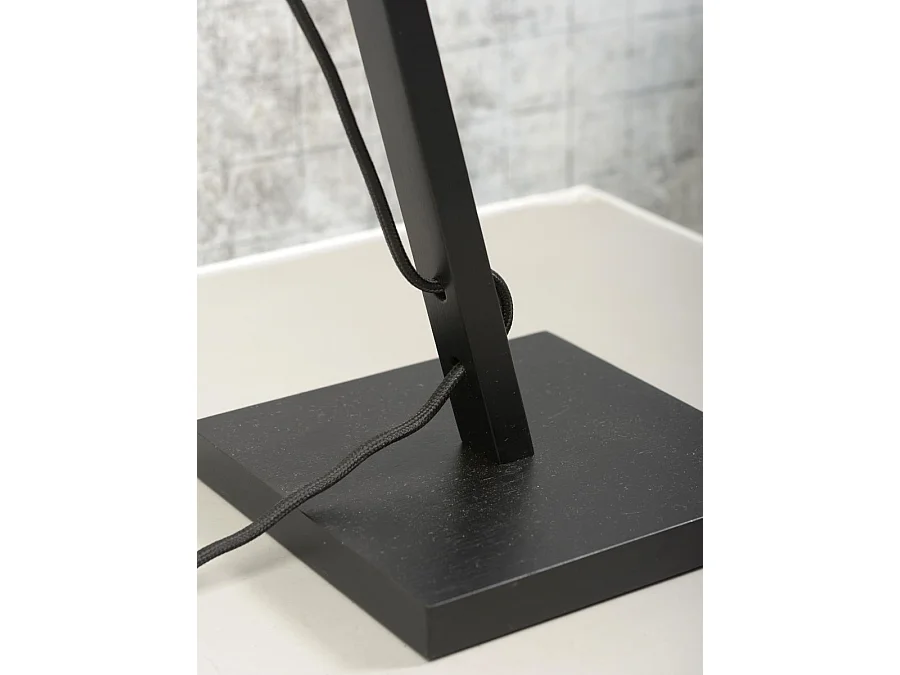 Lampe de table en bambou noir avec abat-jour bleu nuit