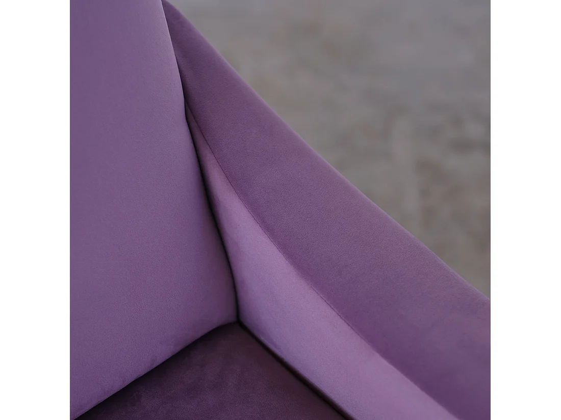 Poltrona design vintage in velluto lilla gambe oro