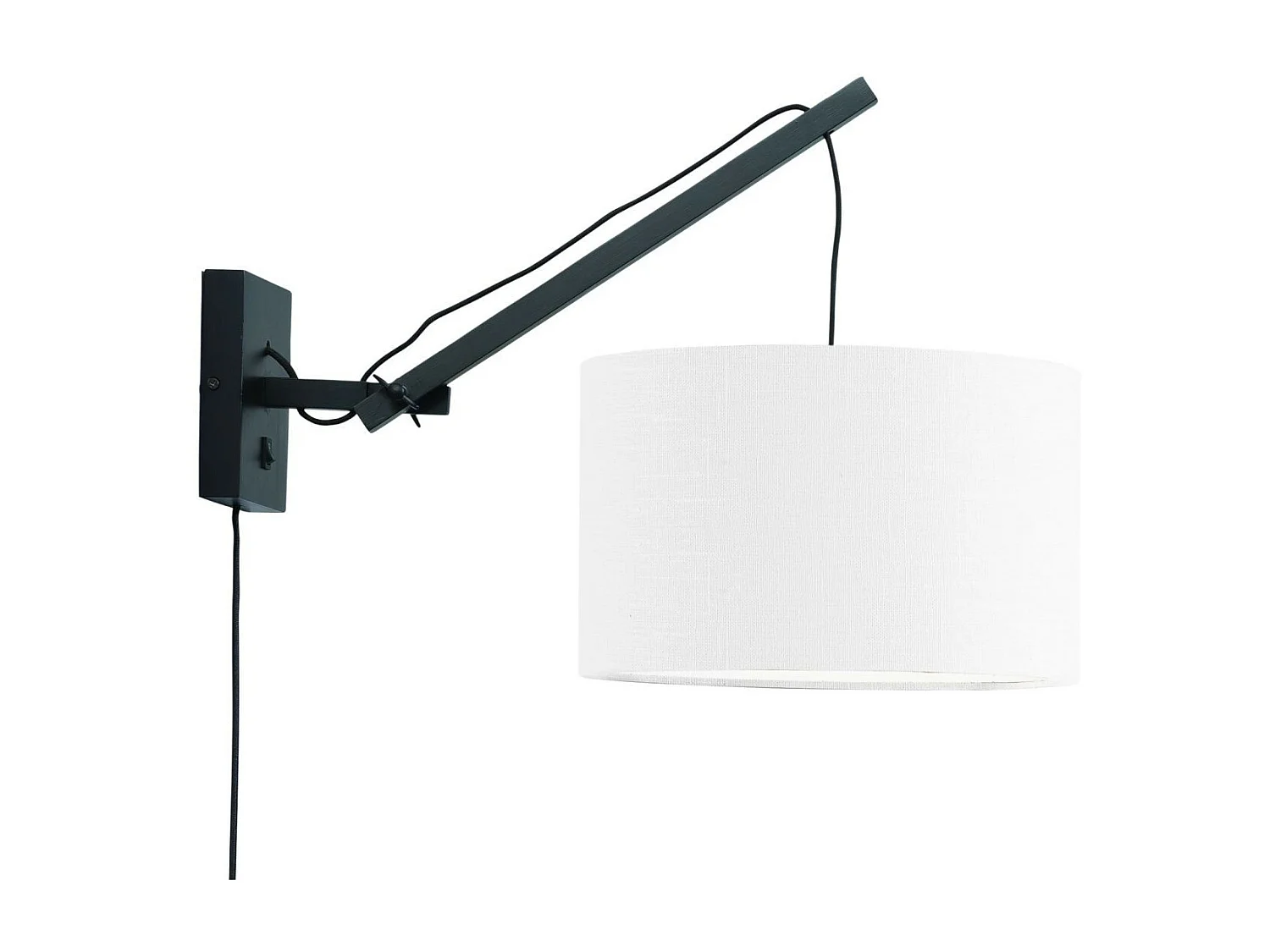 Applique murale en bambou noir avec abat-jour blanc