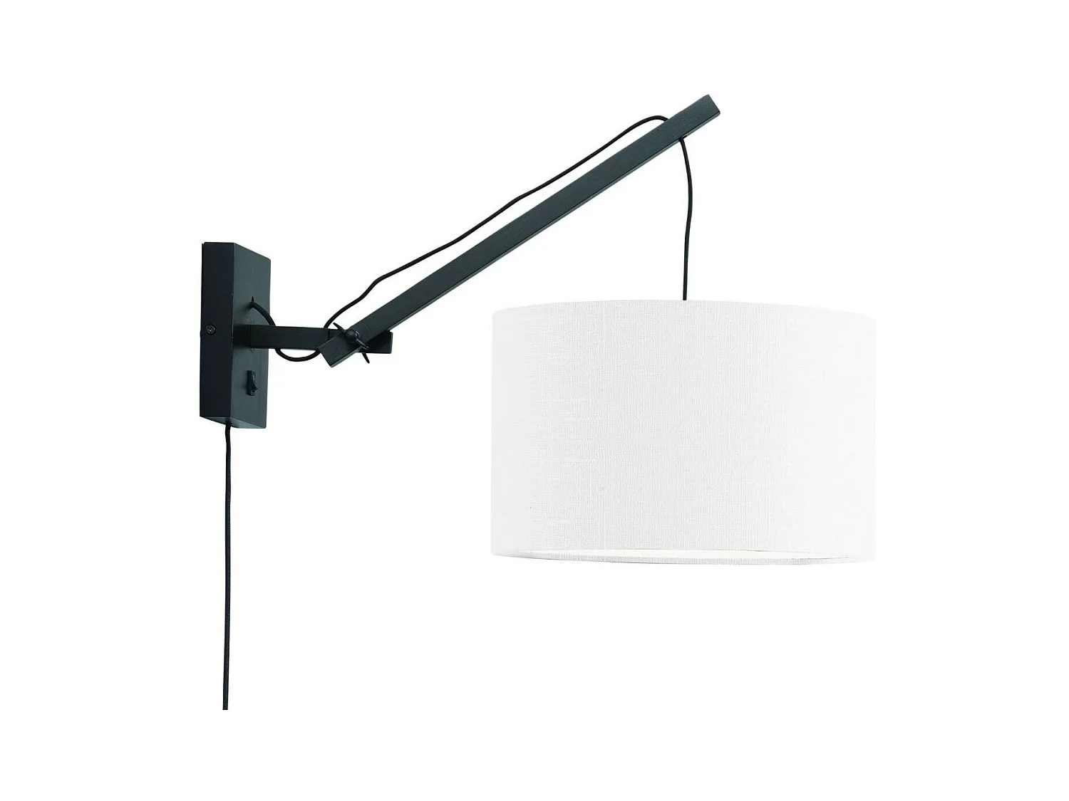 Applique murale en bambou noir avec abat-jour blanc