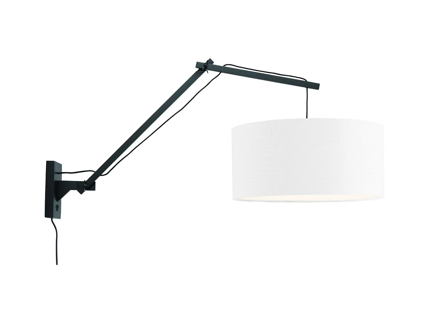Applique murale en bambou noir avec abat-jour blanc