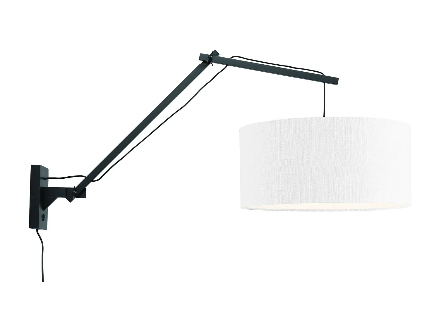 Applique murale en bambou noir avec abat-jour blanc