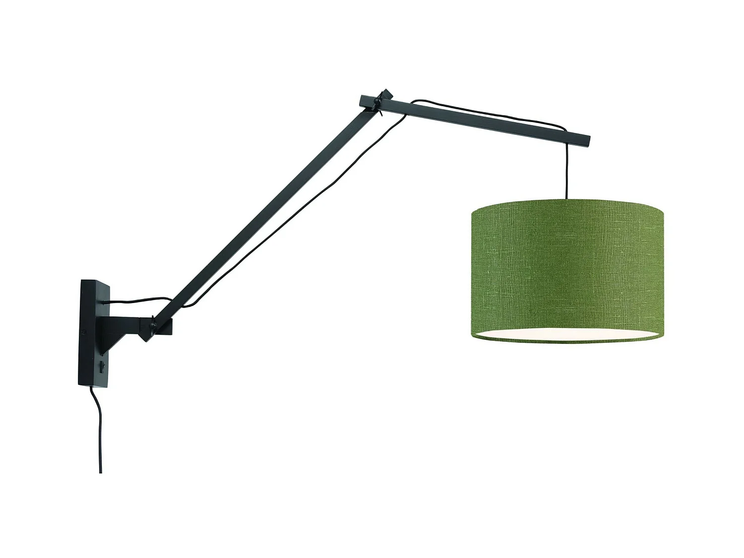 Applique murale en bambou noir avec abat-jour vert
