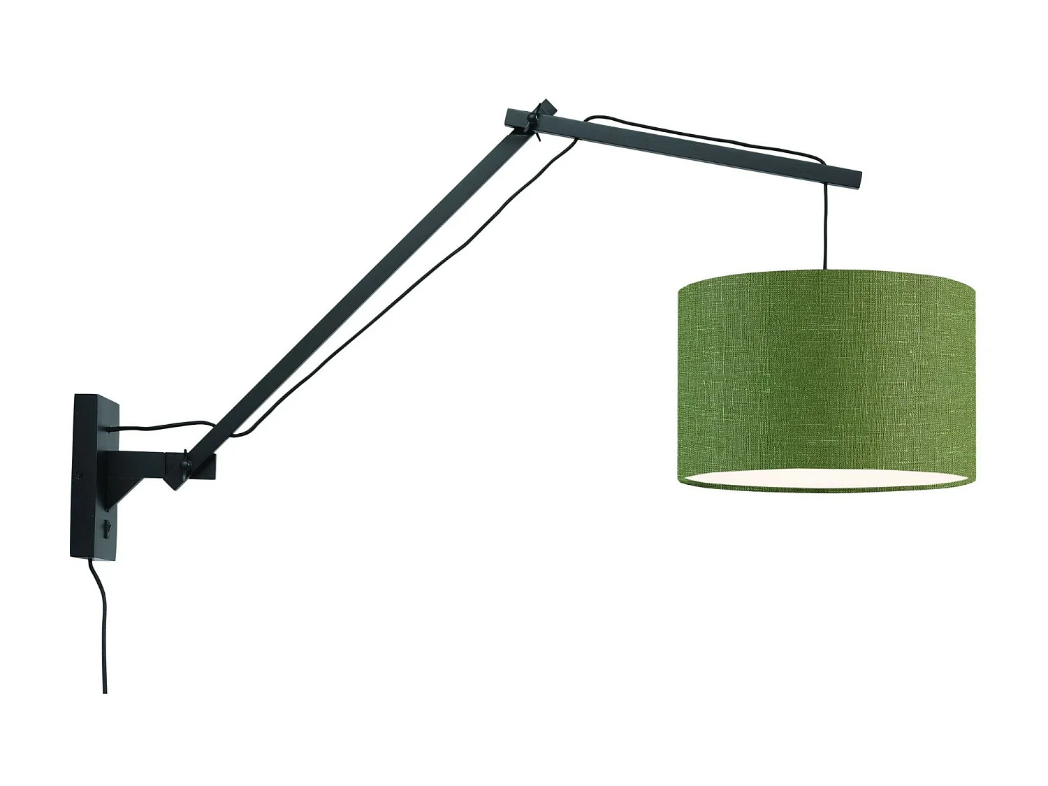 Applique murale en bambou noir avec abat-jour vert