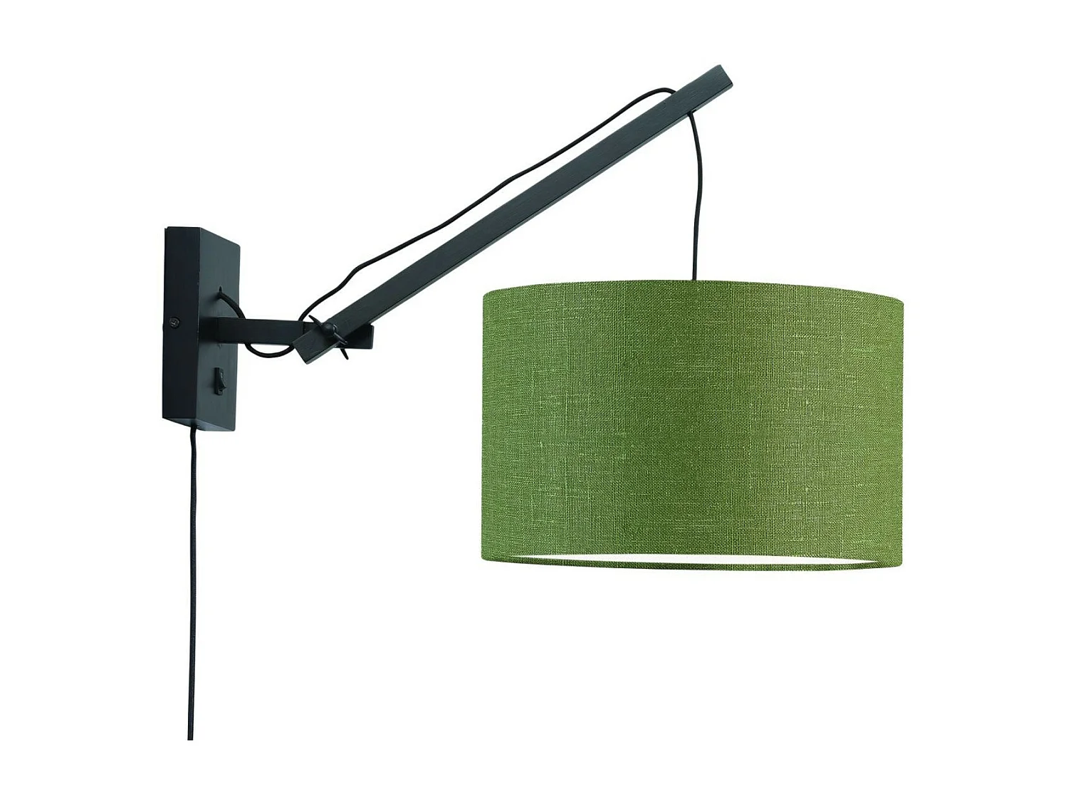 Applique murale en bambou noir avec abat-jour vert