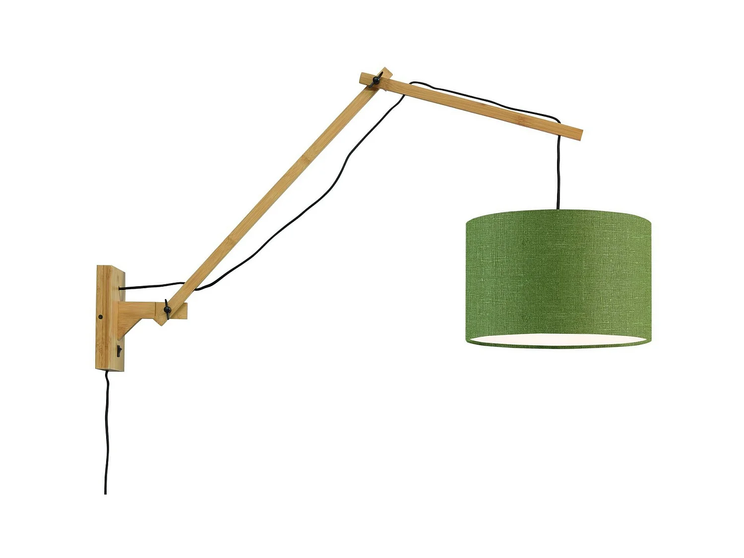 Applique murale en bambou marron avec abat-jour vert