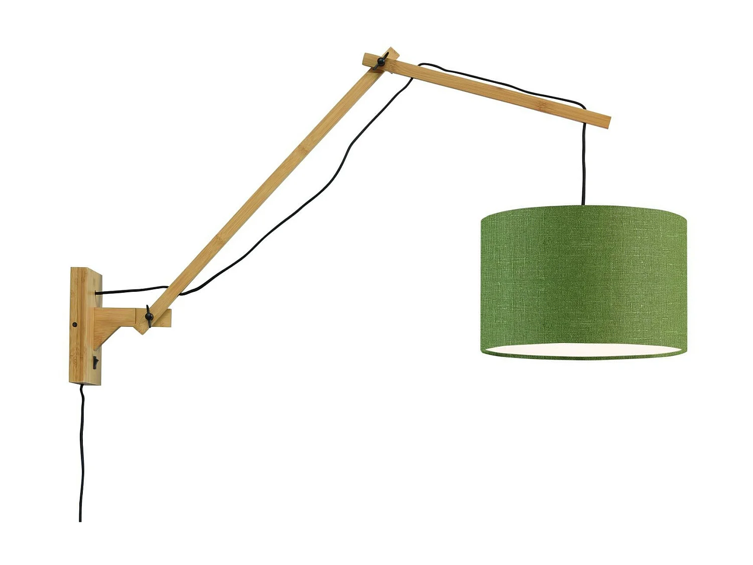 Applique murale en bambou marron avec abat-jour vert