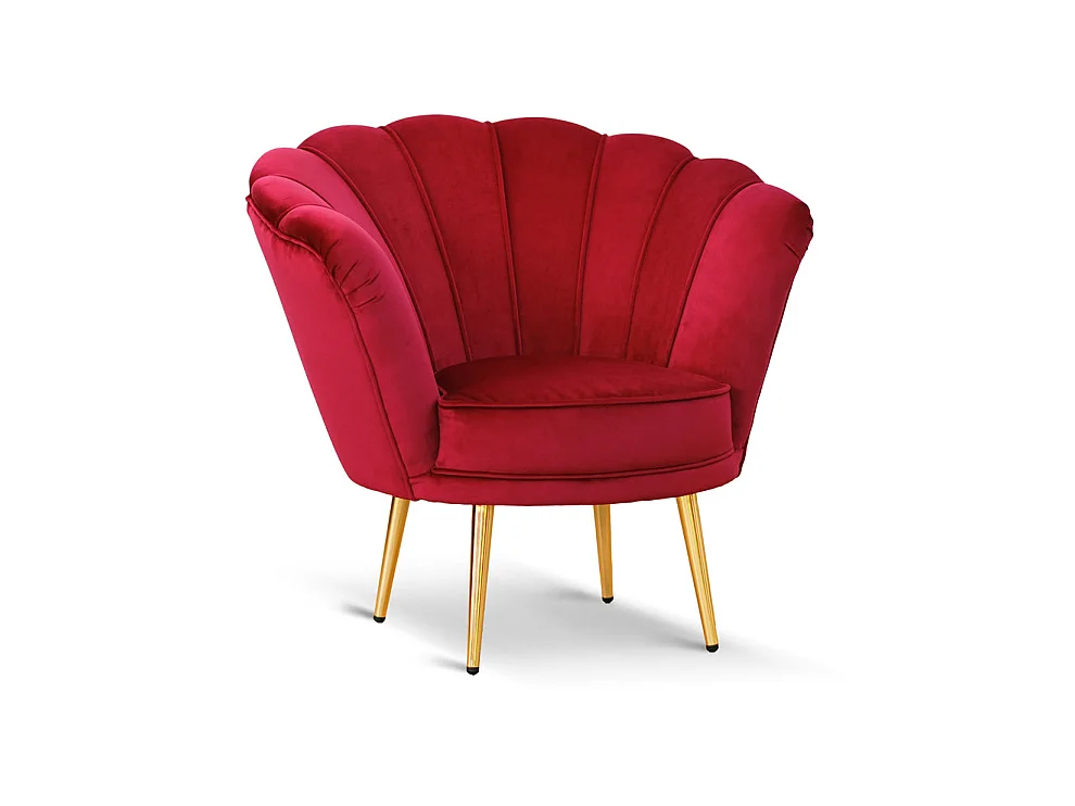 Poltrona in velluto vinaccia gambe oro