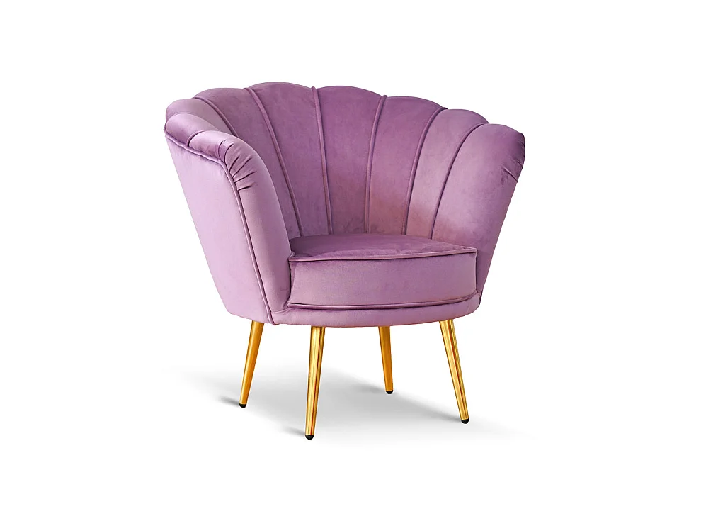 Poltrona in velluto lilla gambe oro