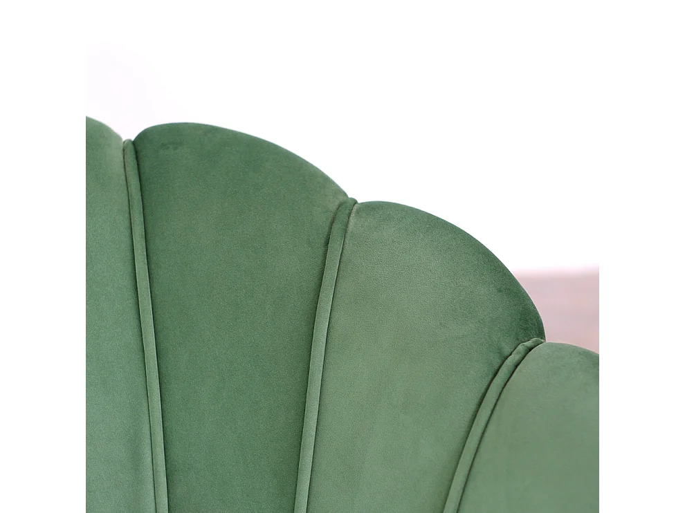 Poltrona in velluto verde menta e microfibra fiorata, gambe oro