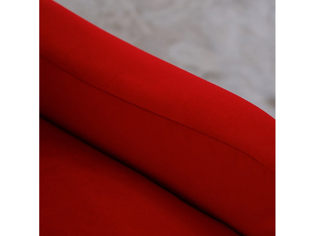 Poltrona design vintage in velluto rosso gambe nere