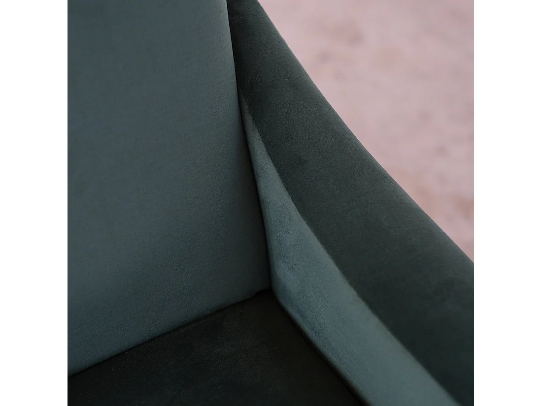 Poltrona design vintage in velluto verde foresta gambe nere