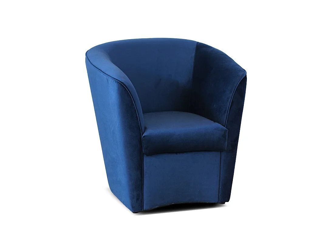 Poltrona a pozzetto in velluto blu