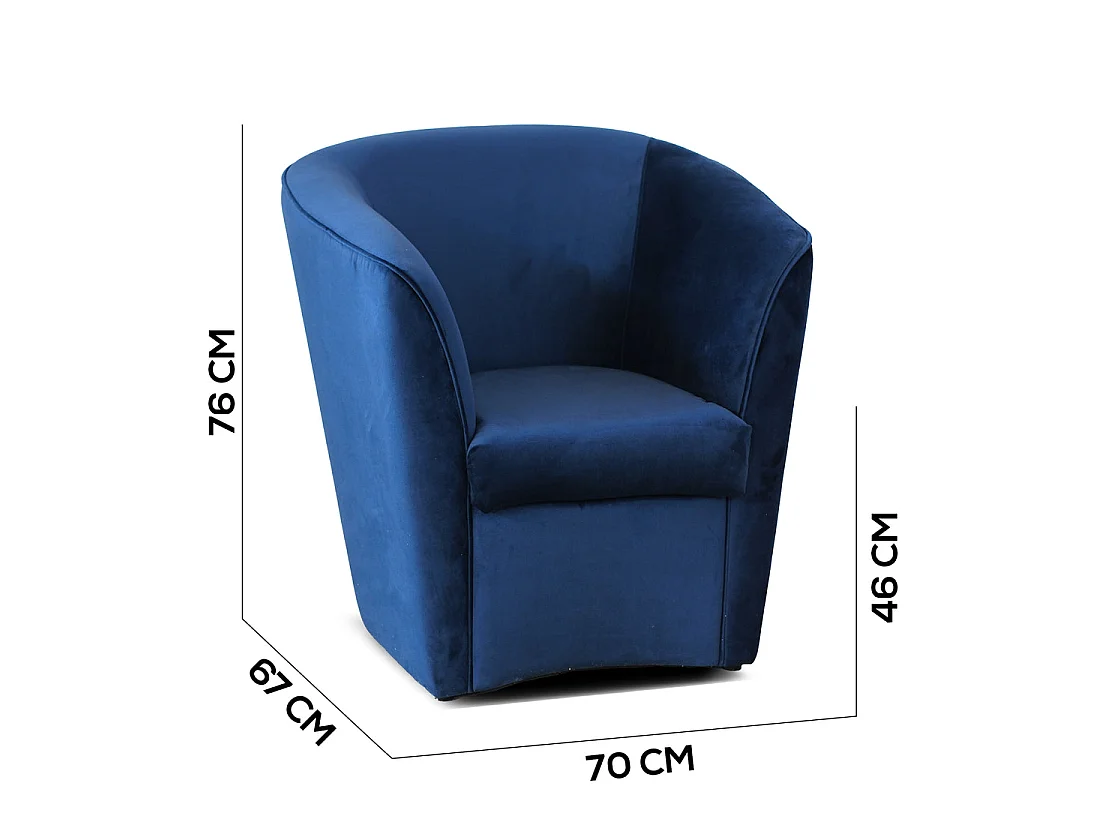 Poltrona a pozzetto in velluto blu