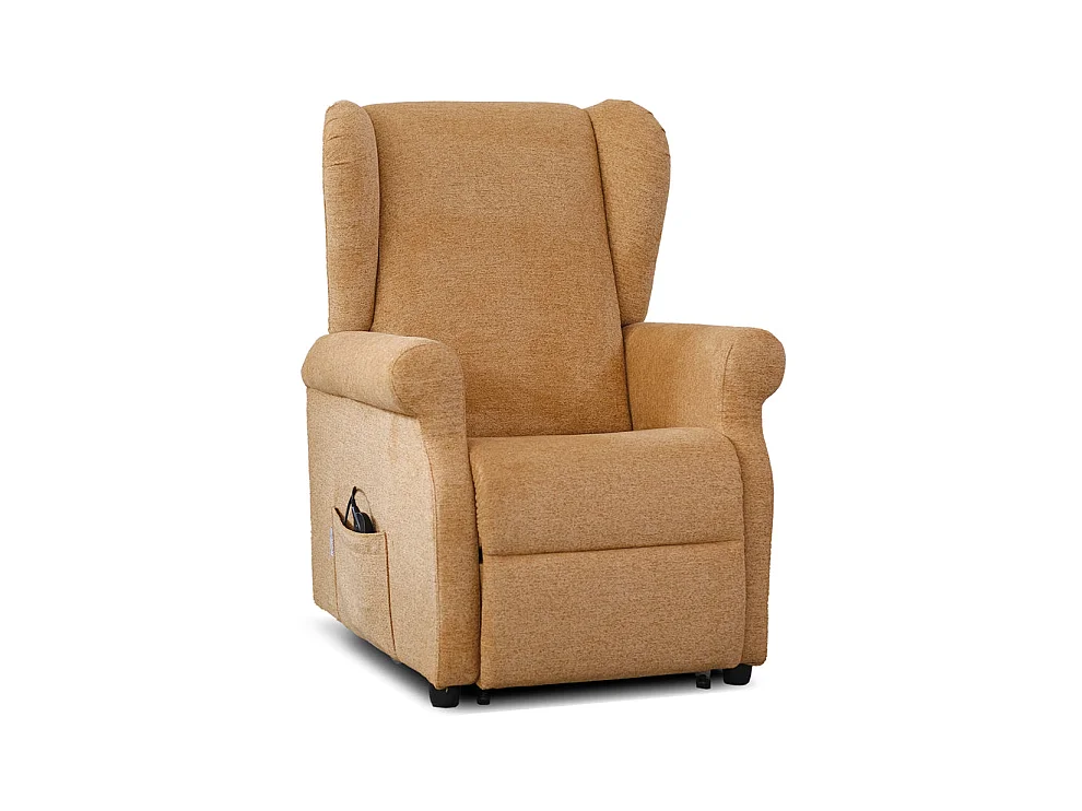 Poltrona relax elettrica con telecomando in tessuto beige