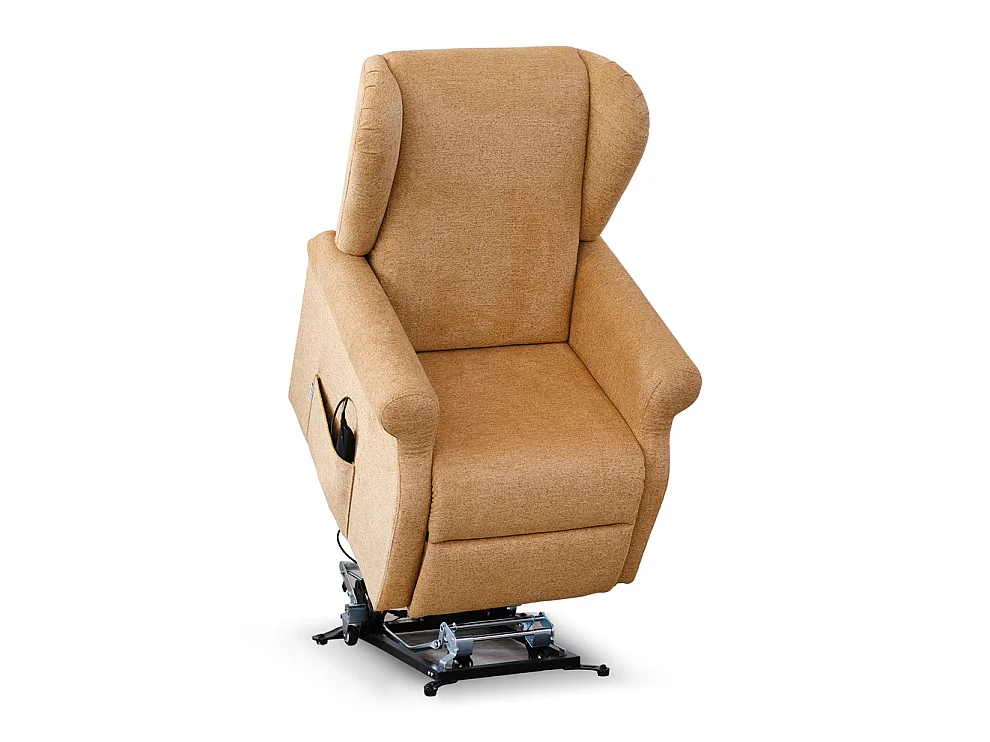 Poltrona relax elettrica con telecomando in tessuto beige