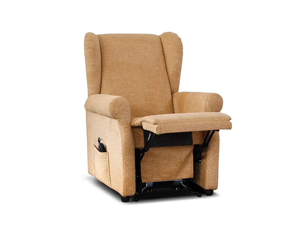 Poltrona relax elettrica con telecomando in tessuto beige